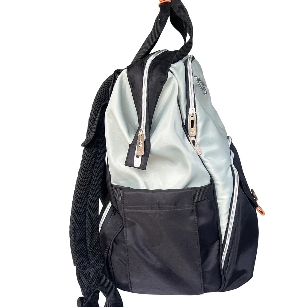 Hap Tim Diaper Bag Backpack Two Tone Gray/Seafoam Insulated Pockets Travel Bag